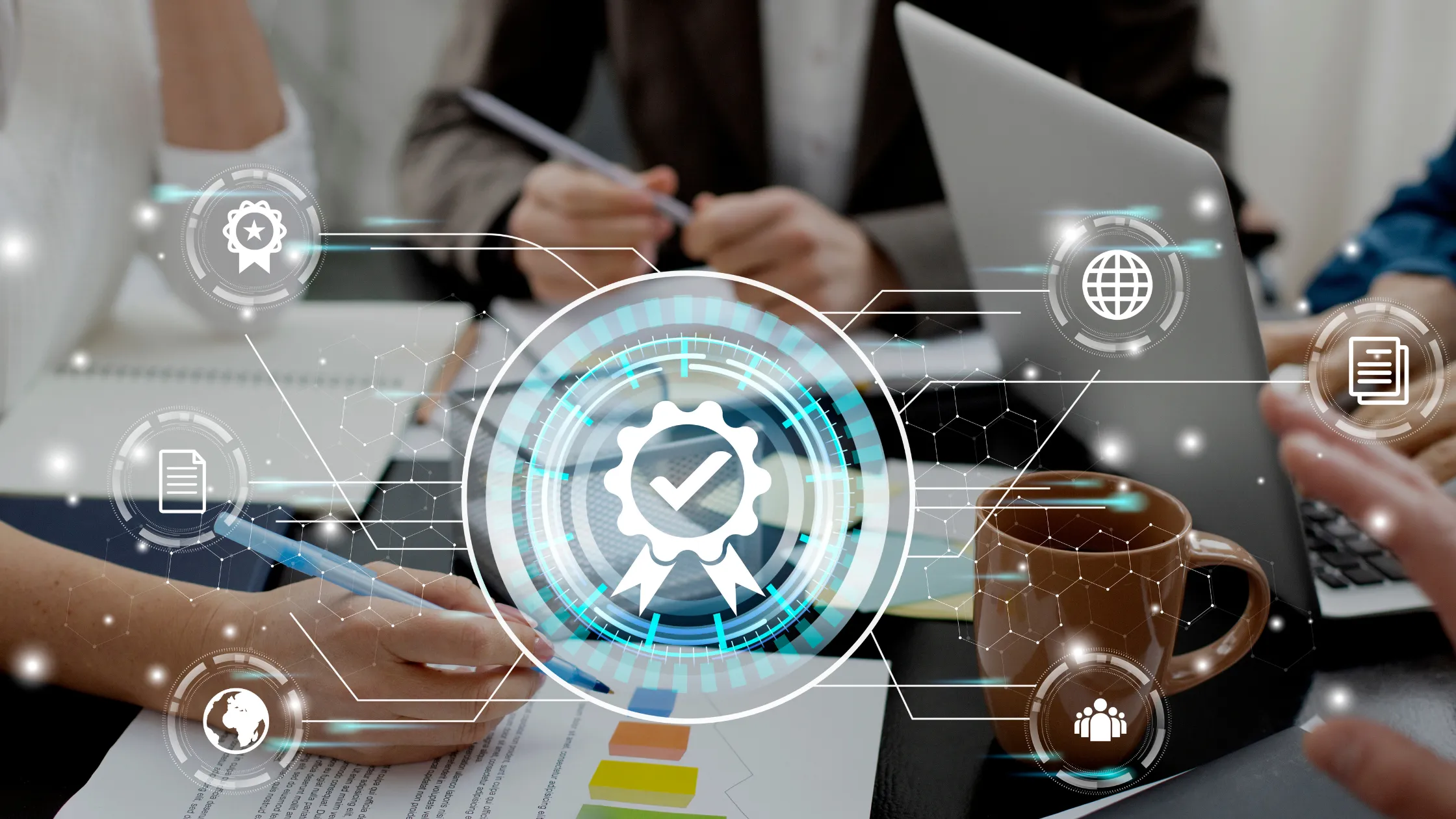 audit compliance imagery blue button