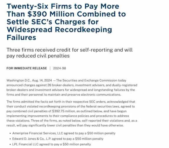 SEC and FINRA record fines