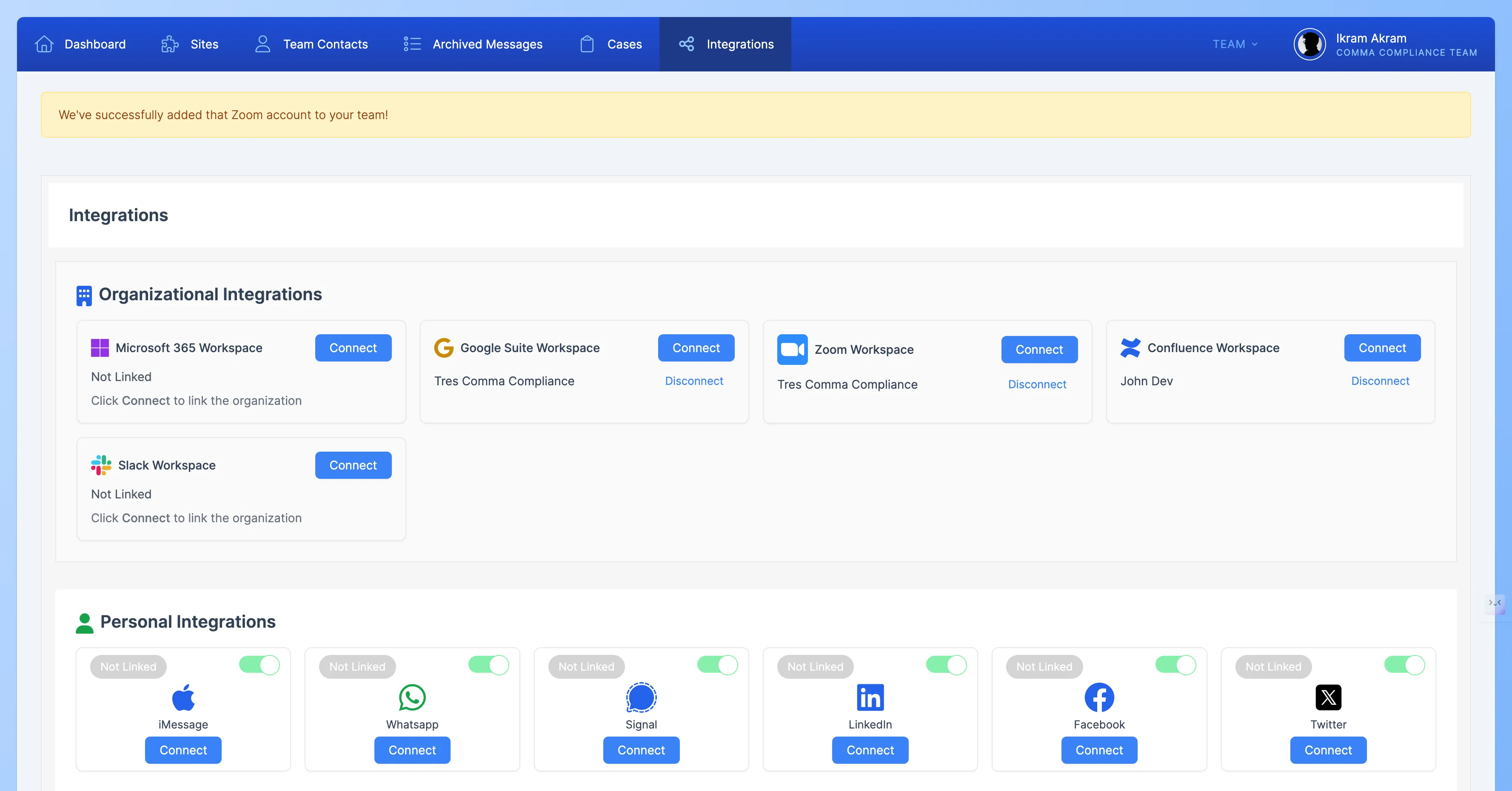 Connect Zoom button screenshot