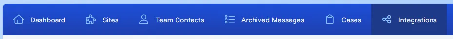 Top Bar of the Dashboard highlight Integrations
