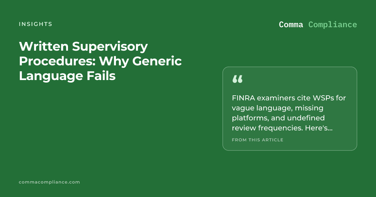 Written Supervisory Procedures: Why Generic Language Fails